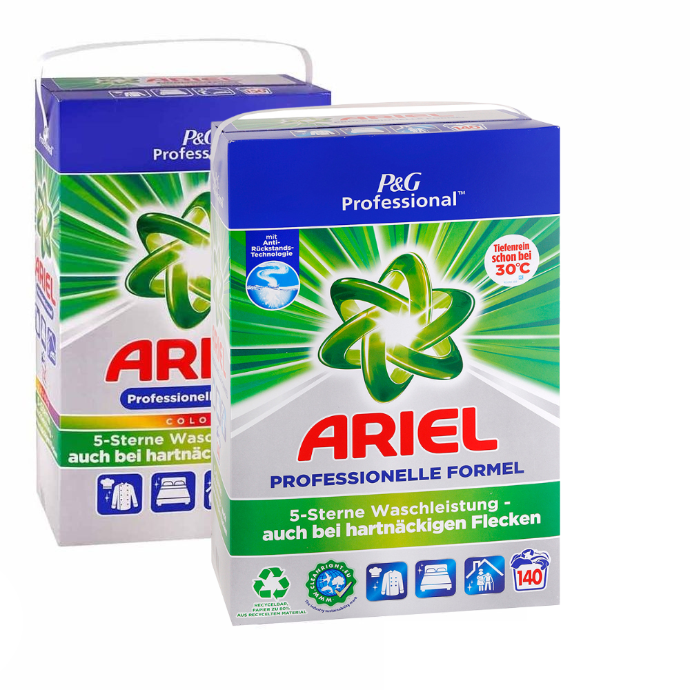 Action Pack Ariel Professional Colour + univerzálny prášok na 2x140 praní