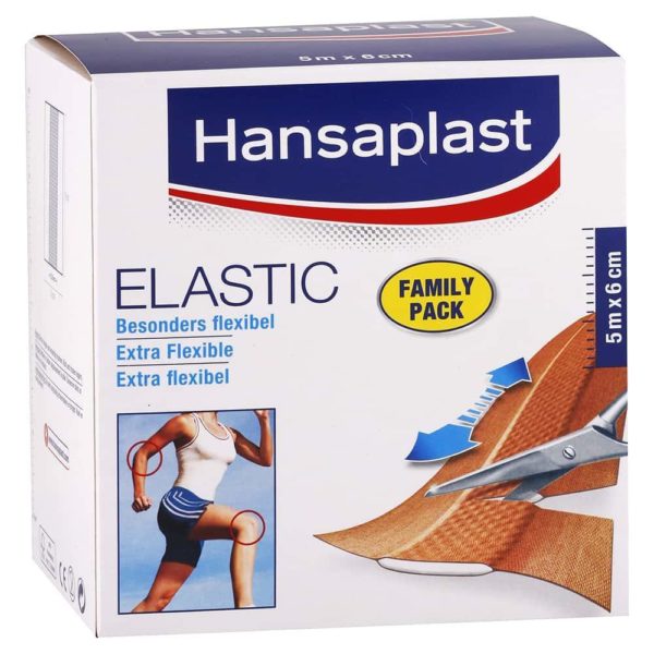 Hansaplast Elastic elastické náplaste pre pohyblivé časti tela Rodinné balenie 5m x 6cm