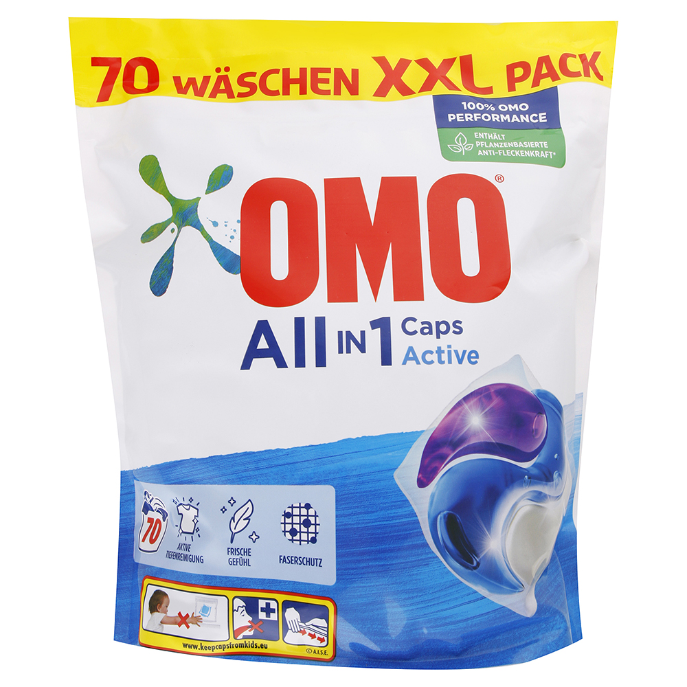 OMO All in 1 Active univerzálne kapsule na pranie XXL Pack 70 ks