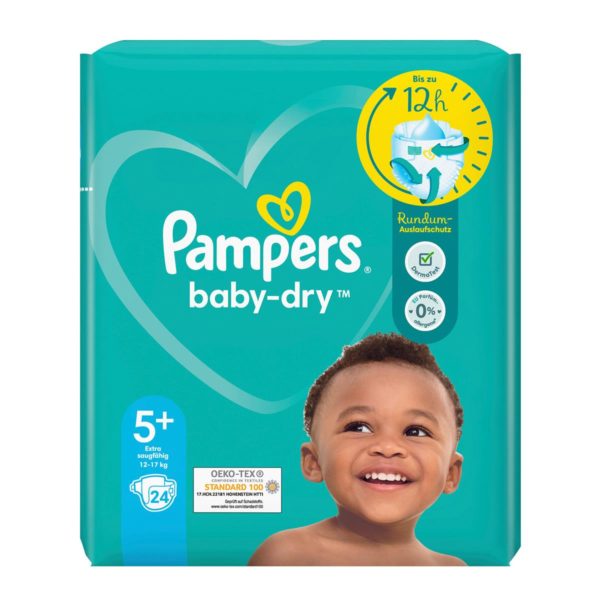 Pampers Baby Dry detské plienky (5+) 12-17 kg / 24 ks