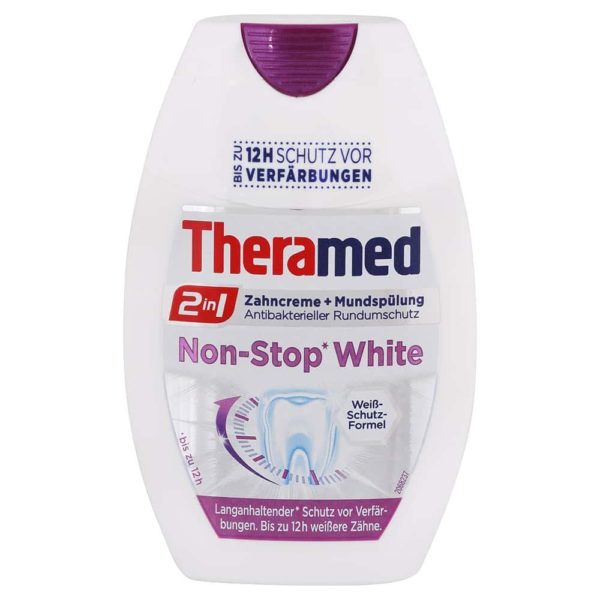 Theramed Non stop White bieliaca zubná pasta s ústnou vodou 75 ml