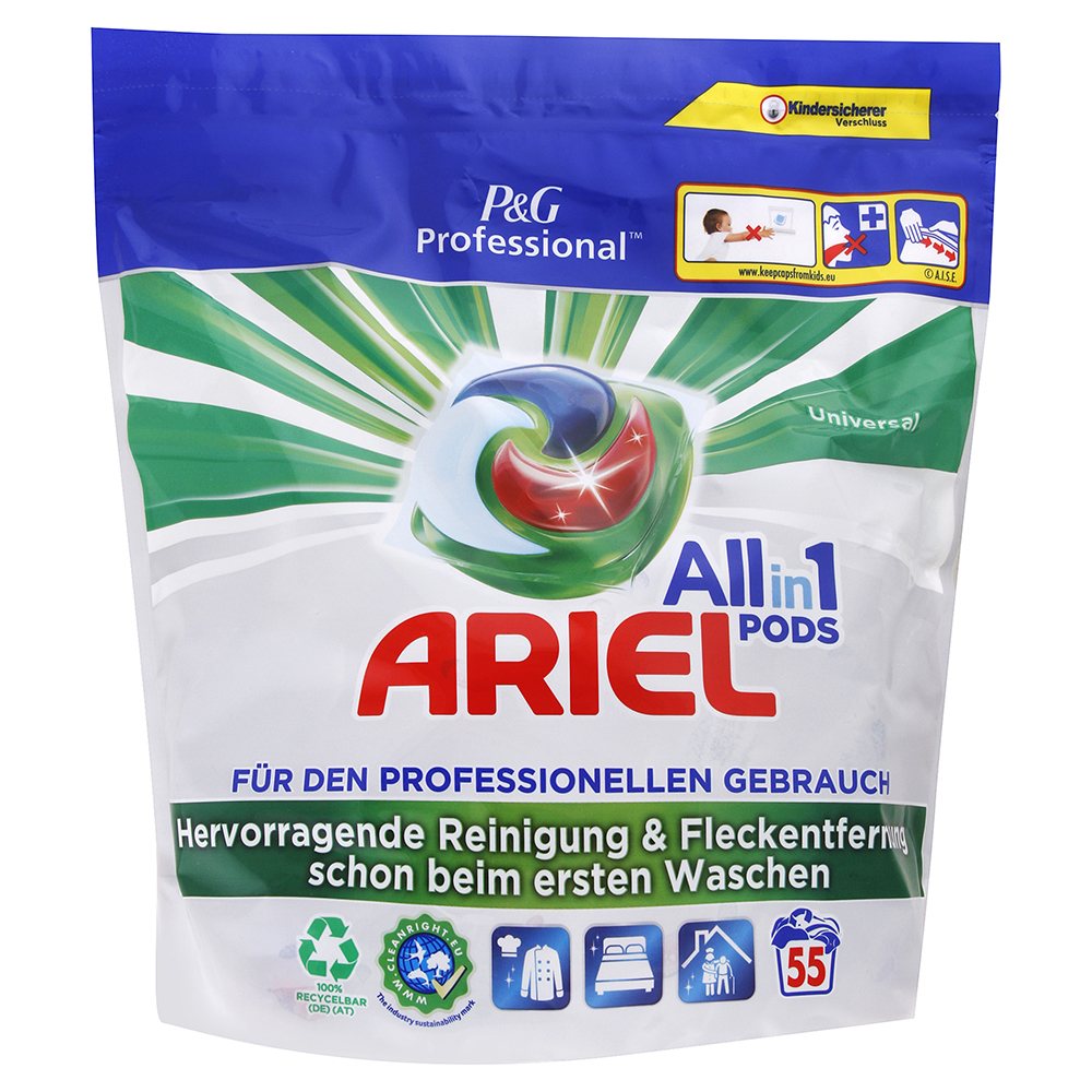 Ariel Pods Professional All in 1 univerzálne kapsule na pranie 55 ks