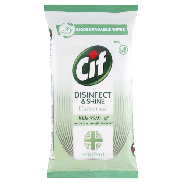 Cif Disinfect & Shine univerzálne dezinfekčné utierky 36 ks