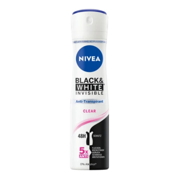 Nivea Black & White antiperspirant v spreji Invisible clear 150 ml