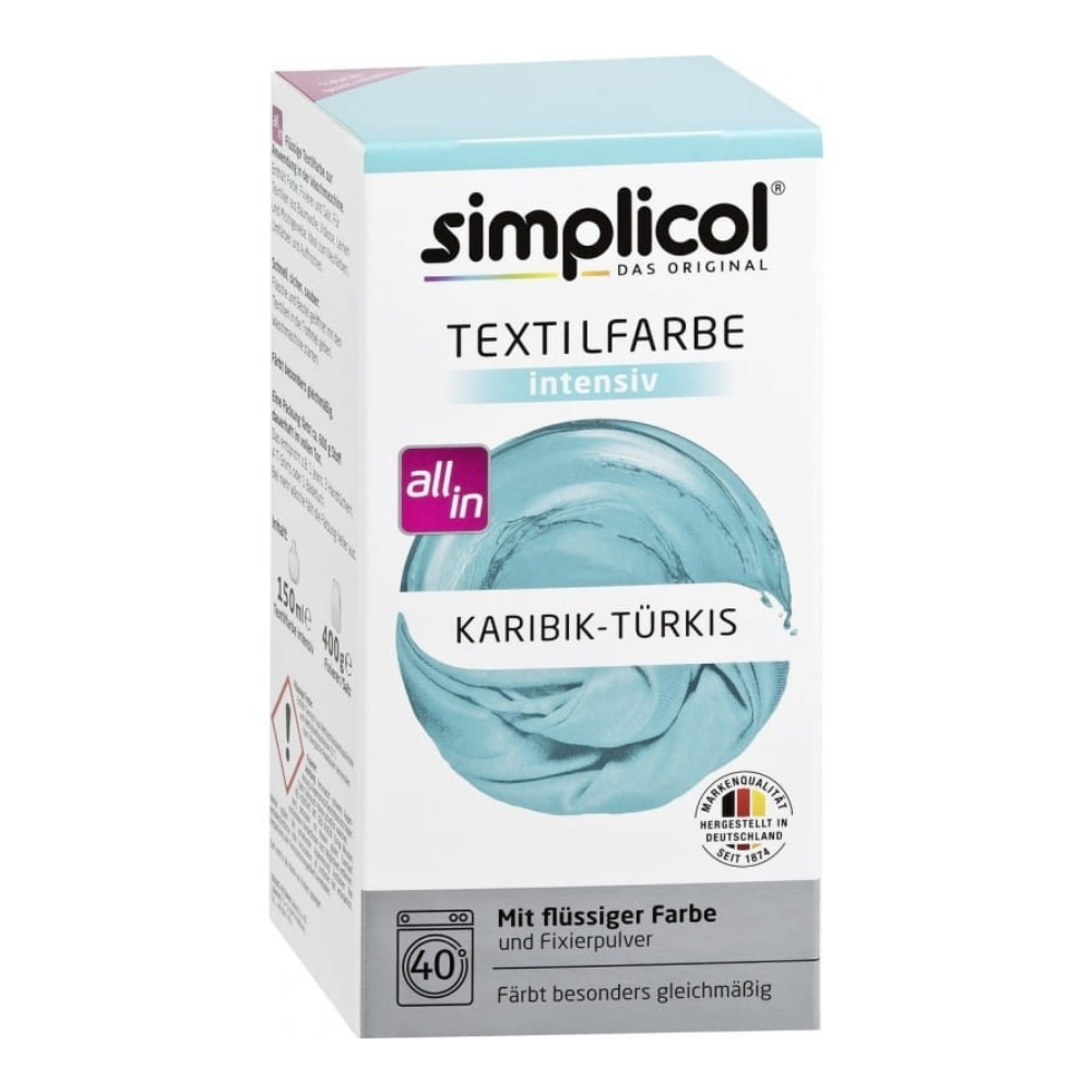 Simplicol farba na textil Karibský tyrkys 150 ml + 400 g